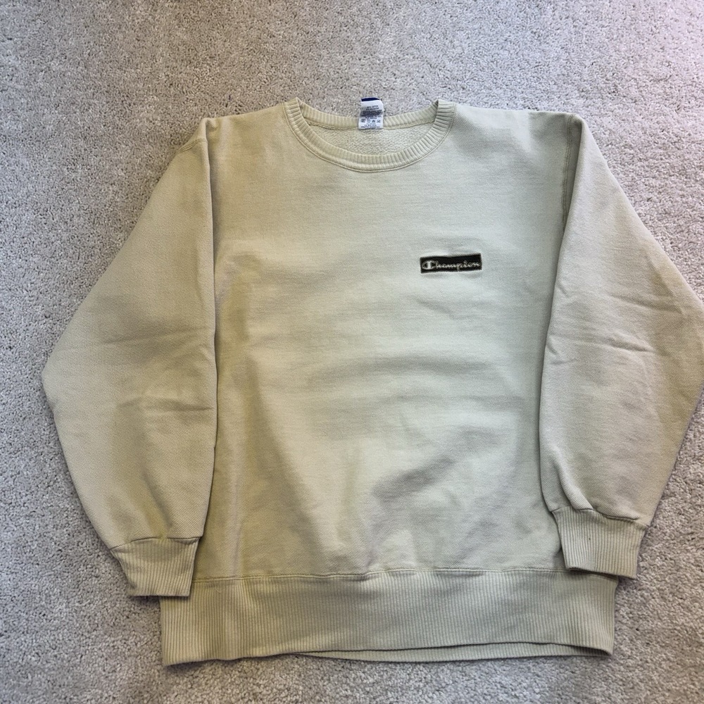 Vintage Champion Pullover Sweatshirt Size Large Off White 90s Made In USA